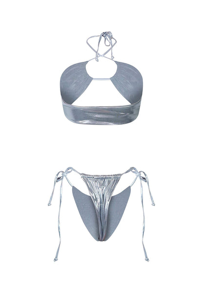 Mina Metallic Halter Bikini SET