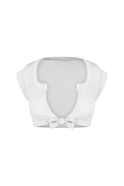 Karina Ribbed Tie Crop Top