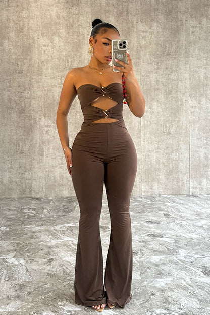 Your Last Chance Strapless Flare Jumpsuit