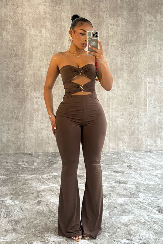 Your Last Chance Strapless Flare Jumpsuit