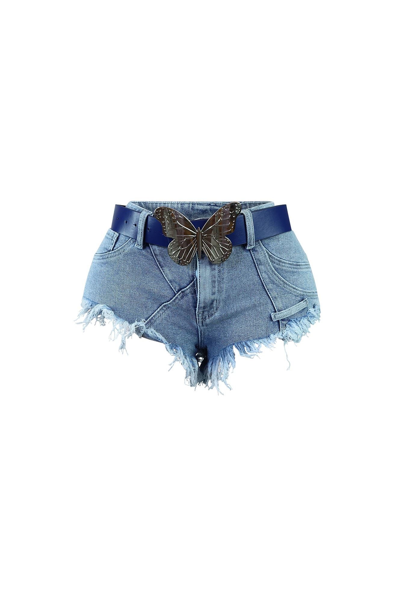 Butterfly On My Mind Belt Denim Micro Shorts