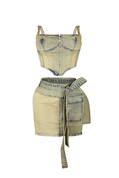 Take Risks Vintage Bustier Top & Mini Skirt SET