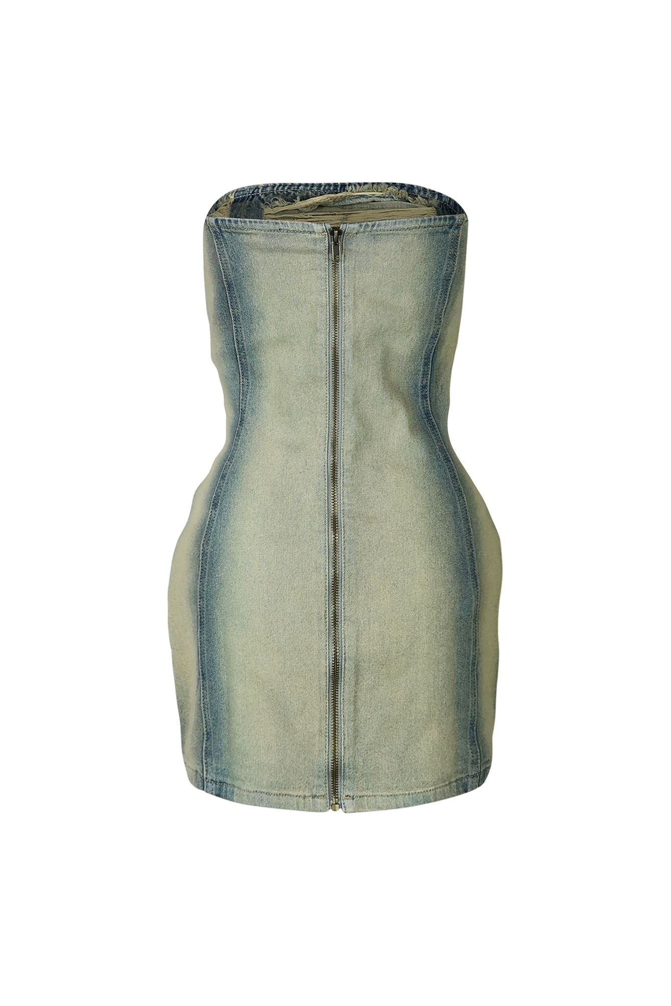 Amika Washed Distressed Tube Mini Dress