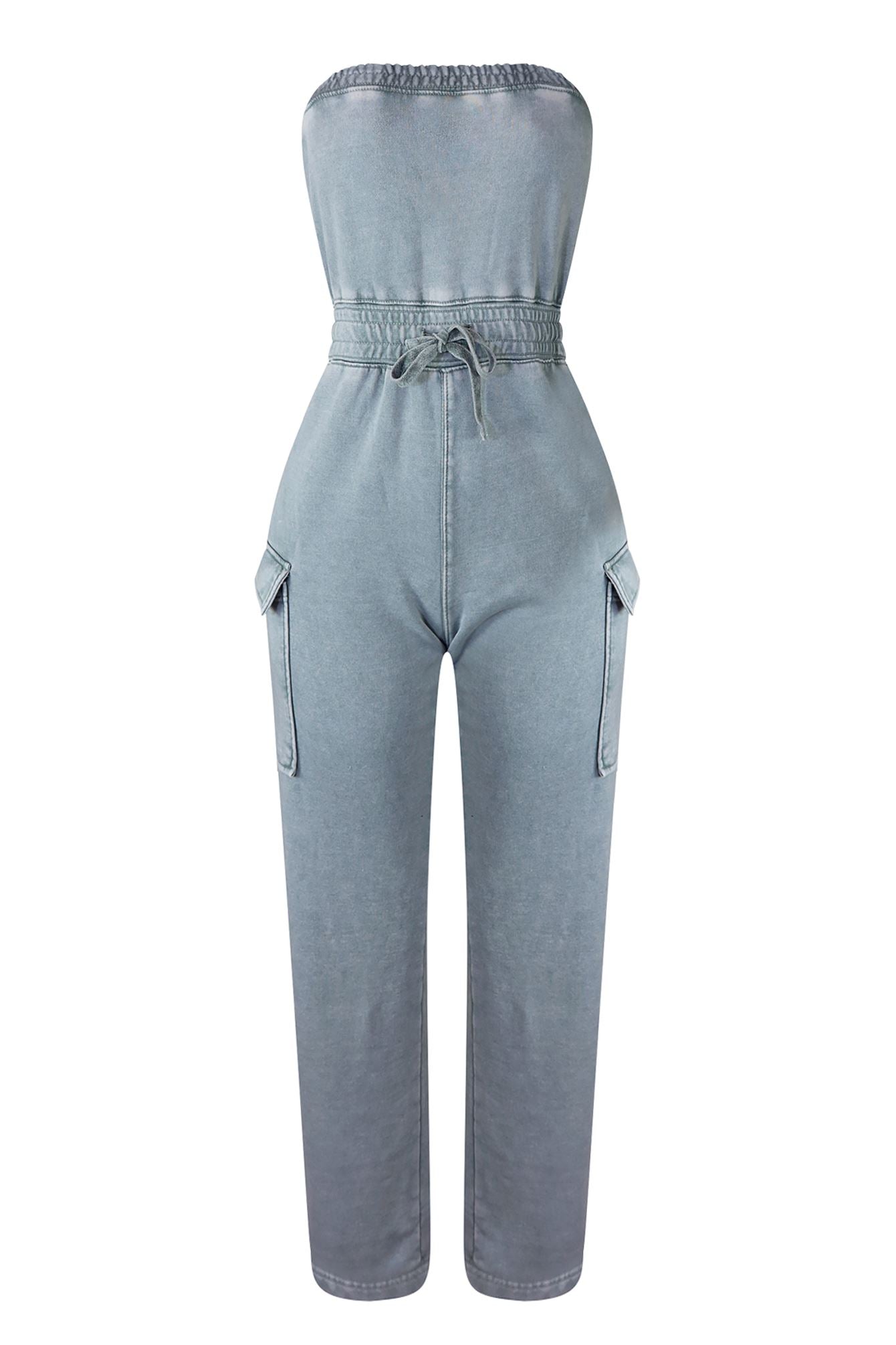 Good Vibes Mineral Washed Strapless Jumpsuit