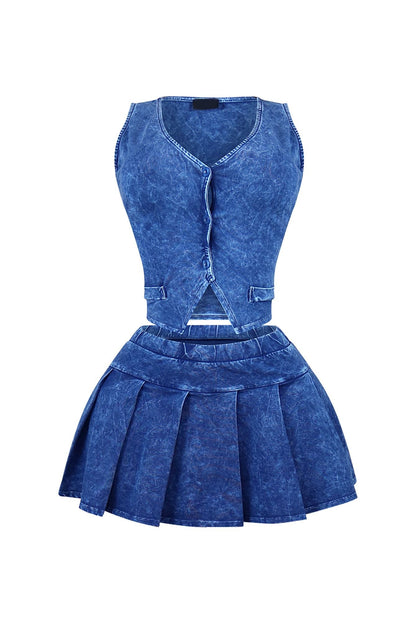 Valerie Mineral Washed Vest & Skort SET