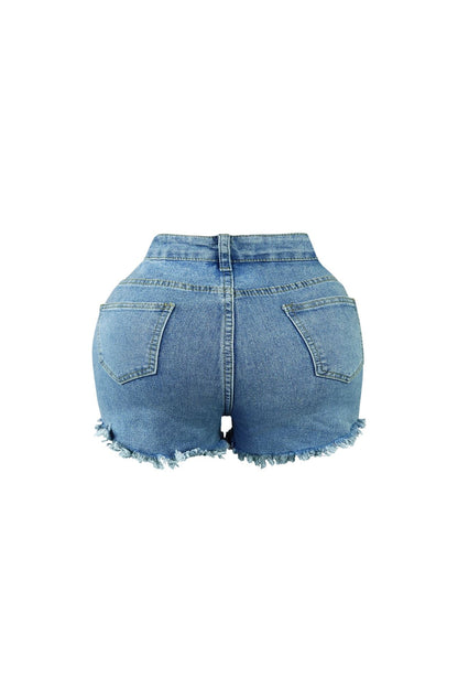 Mona Pearl & Chain Denim Shorts