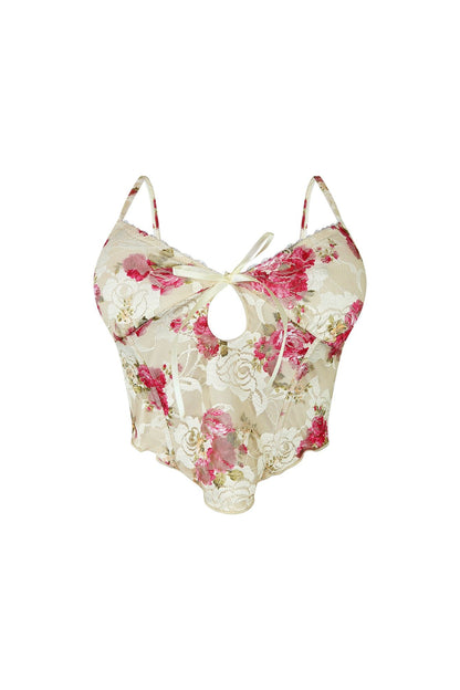 Brighton Floral Lace Bustier Top