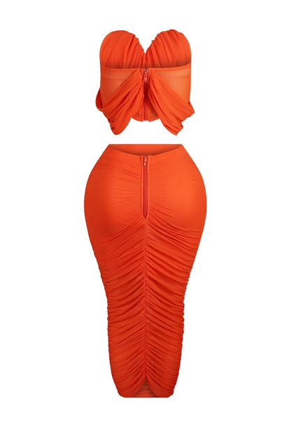 New Distraction Ruched Bustier & Skirt SET