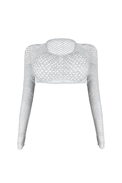 Fall Harder Fishnet Shrug Top