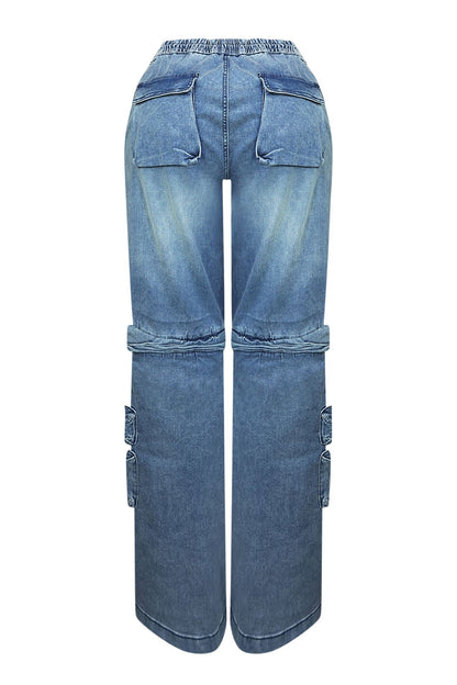 Got It All Detachable Denim Cargo Jeans