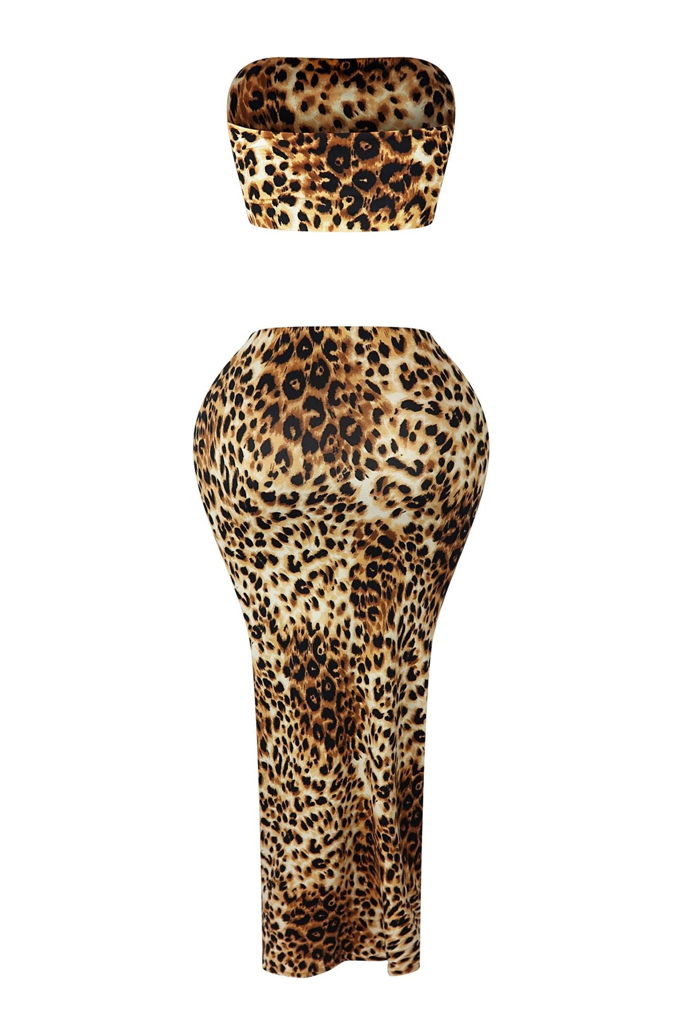 Amelia Leopard Print Tube Top & Skirt SET