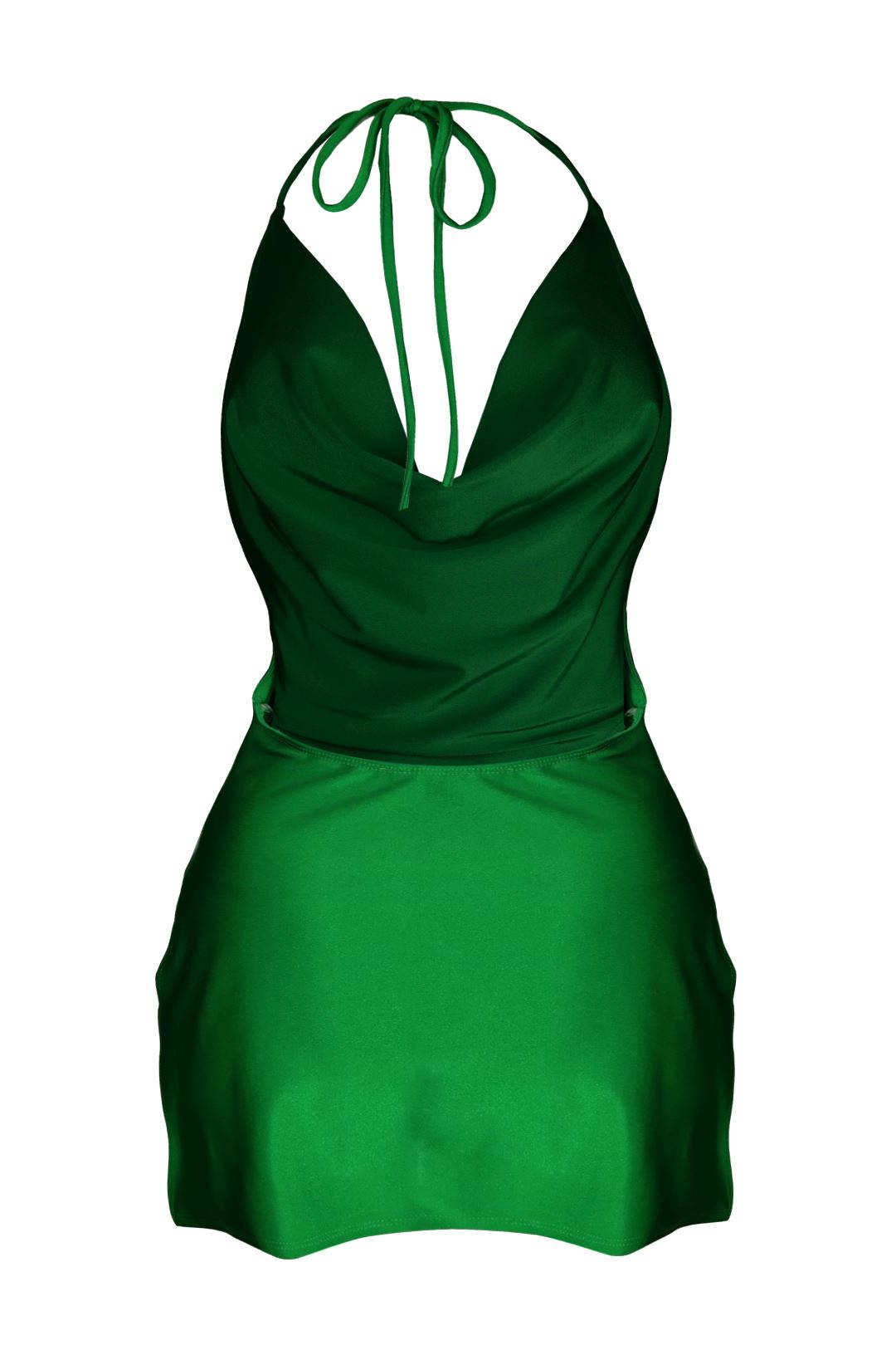 That Girl Halter Mini Cowl Neck Dress - Green - EDGEbyKS