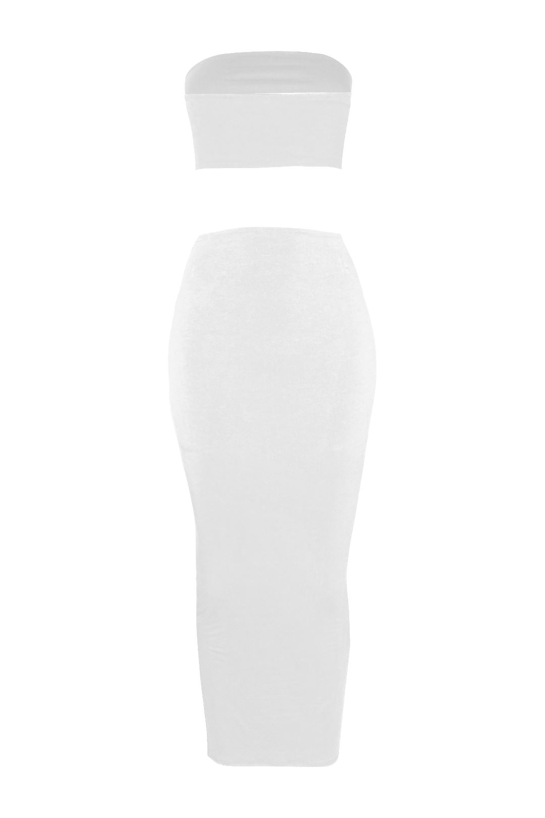 Fantasy Double Layered Tube Top & Maxi Skirt SET - White - EDGEbyKS