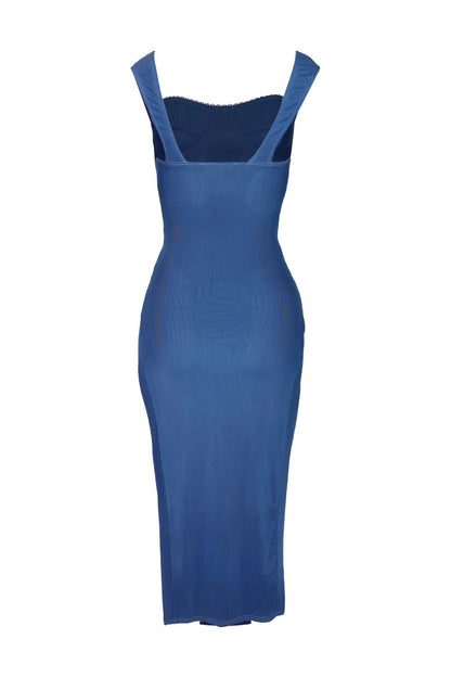 Mon Ceri Bustier Slit Dress - Dark Blue - EDGEbyKS