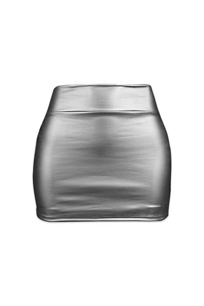 Halo Low Rise Mini Skirt - Silver - EDGEbyKS