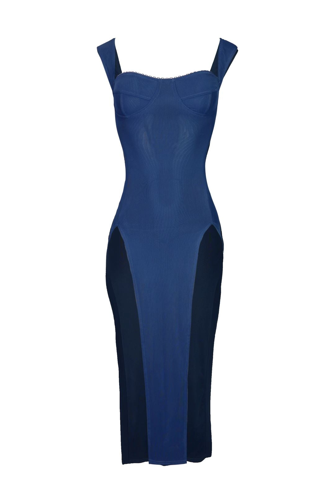 Mon Ceri Bustier Slit Dress - Dark Blue - EDGEbyKS