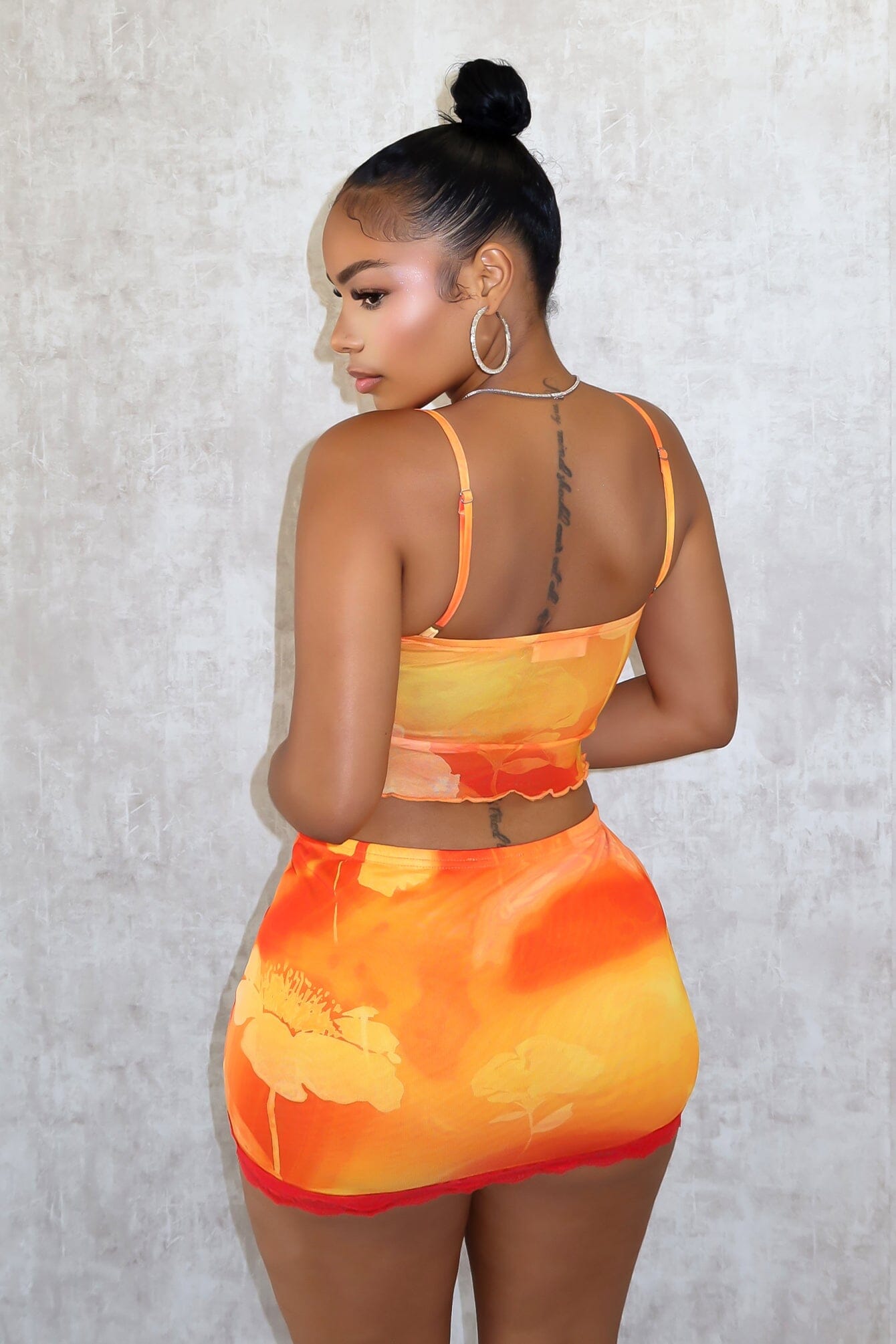 Summer Sunset Mesh Bustier Top & Skirt SET