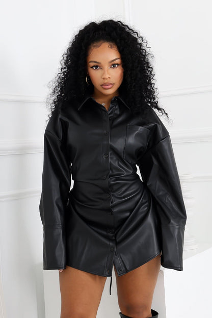 Lorene Faux Leather Mini Dress