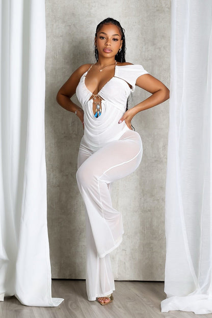 Myllure Mesh Chain Halter Jumpsuit