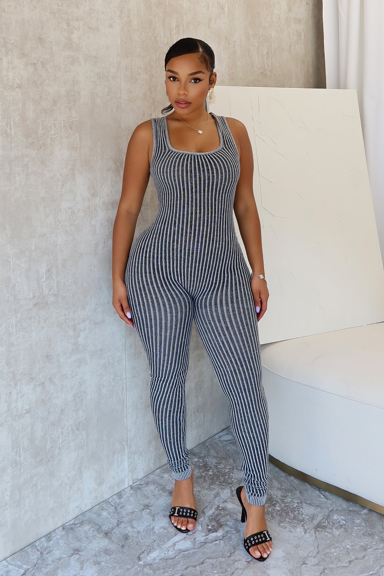 Eastside Two Tone Back Lace Up Jumpsuit