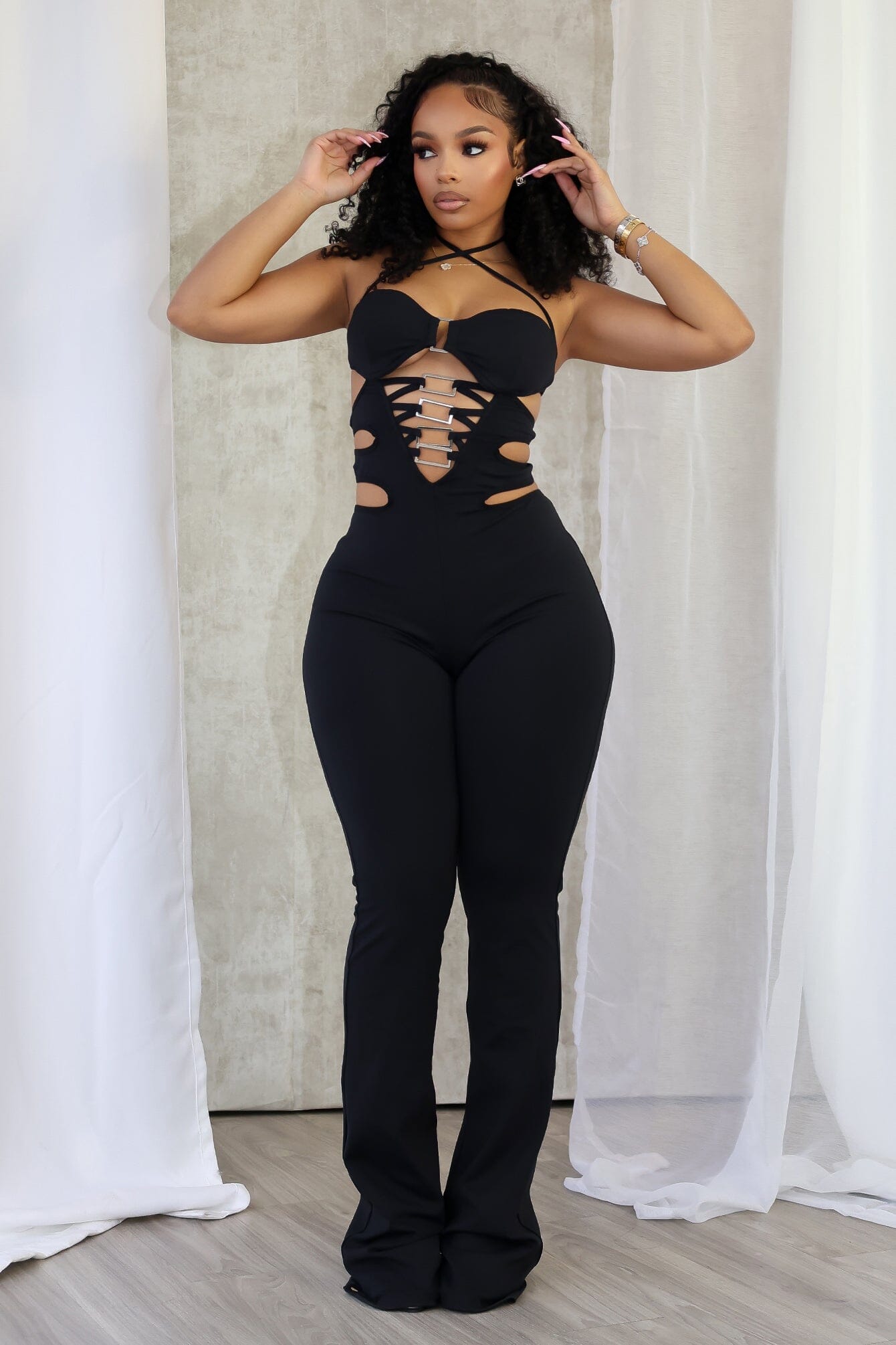 Analise Cutout Halter Jumpsuit