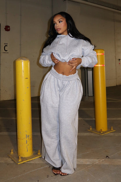 Arie Crop Hoodie Sweater & Wide Leg Zip Pants