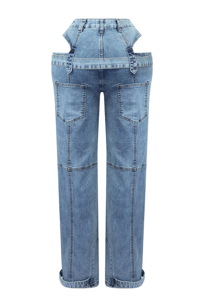 Hayden Washed Denim Cut Out With Belt Jeans