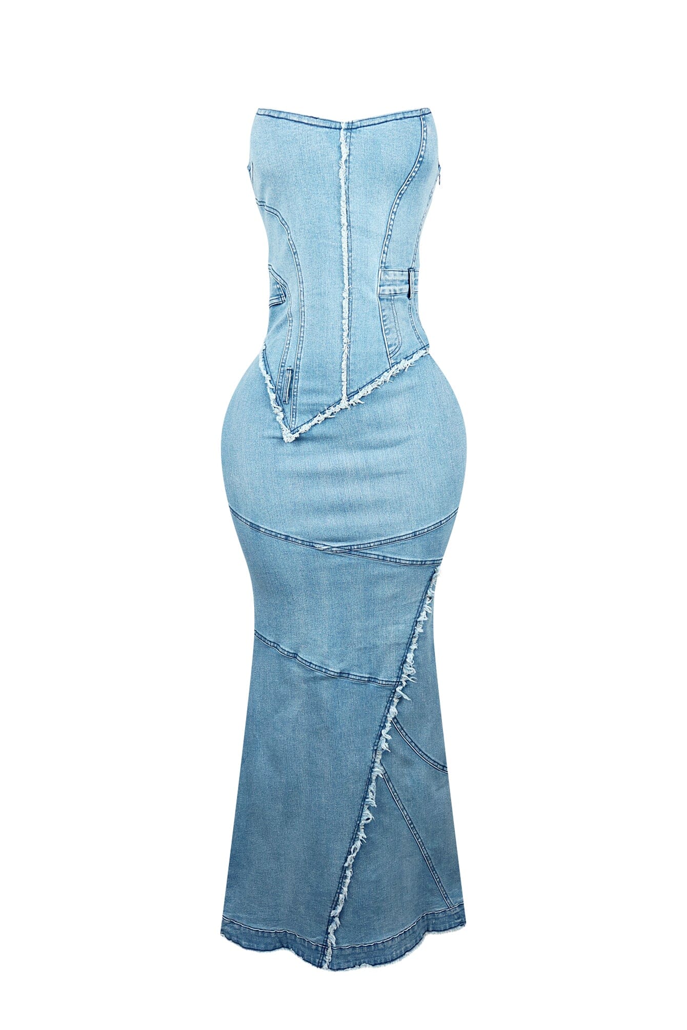 Renata Strapless Denim Long Dress