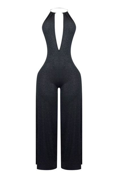 Ursula Glitter Metal Choker Jumpsuit