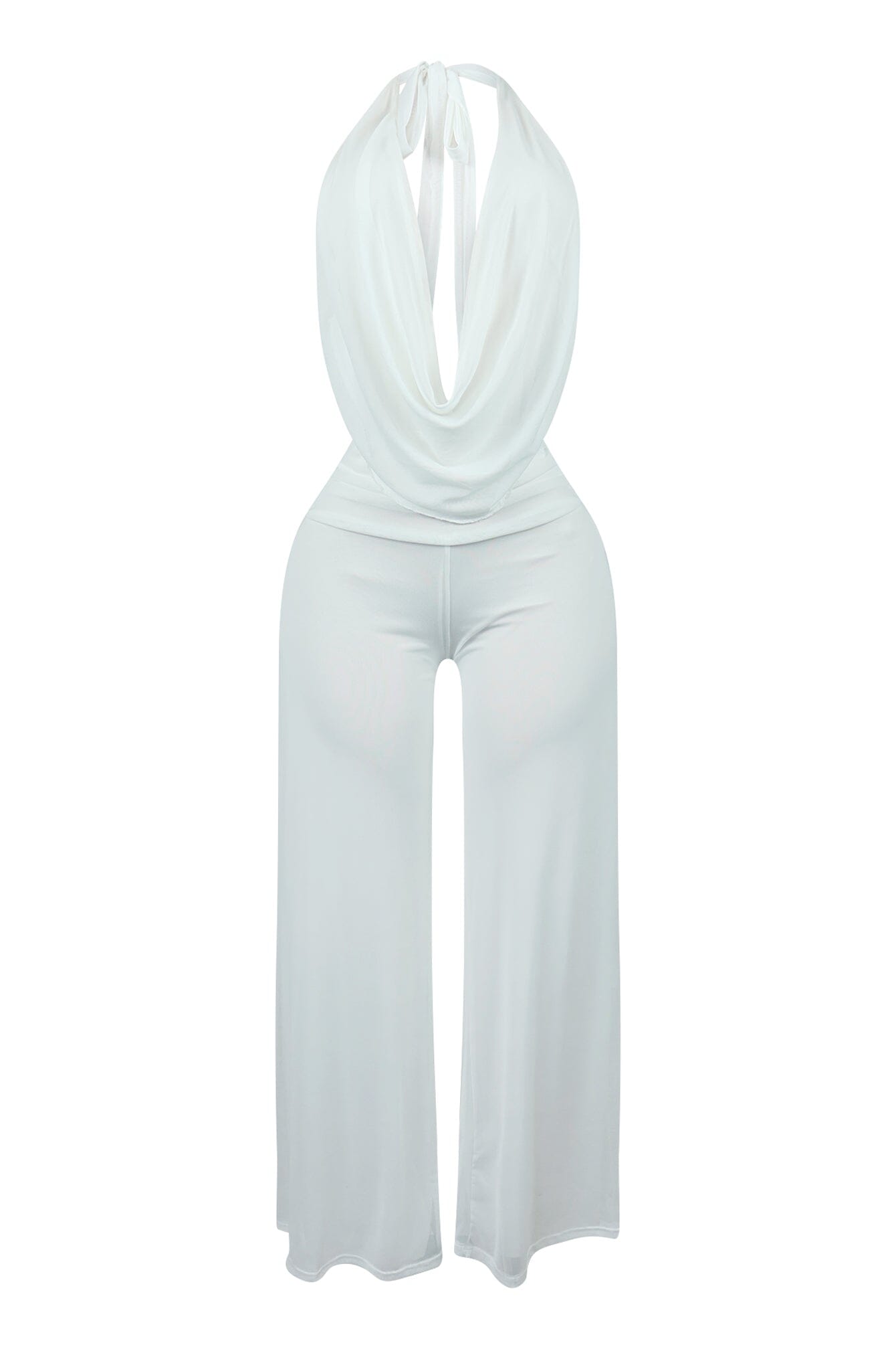 Evie Mesh Cowl Neck Jumpsuit Set