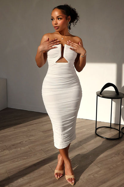 Nice For What Ruched Wired Midi Dress