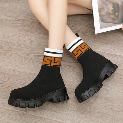 Platform Printed Sock Boots