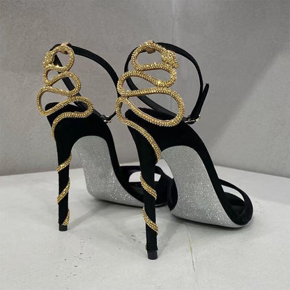 Serpentine Wrap Rhinestone Stiletto