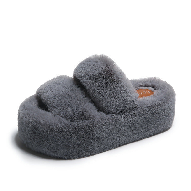 7CM PLATE FUR SLIPPERS FLATS