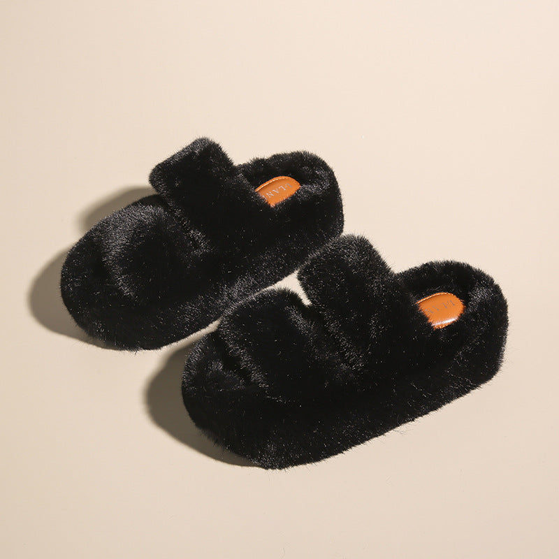 7CM PLATE FUR SLIPPERS FLATS