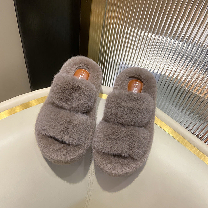 7CM PLATE FUR SLIPPERS FLATS