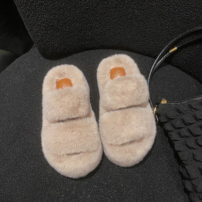 7CM PLATE FUR SLIPPERS FLATS