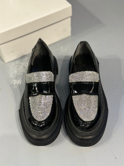 Glitter Black Loafers