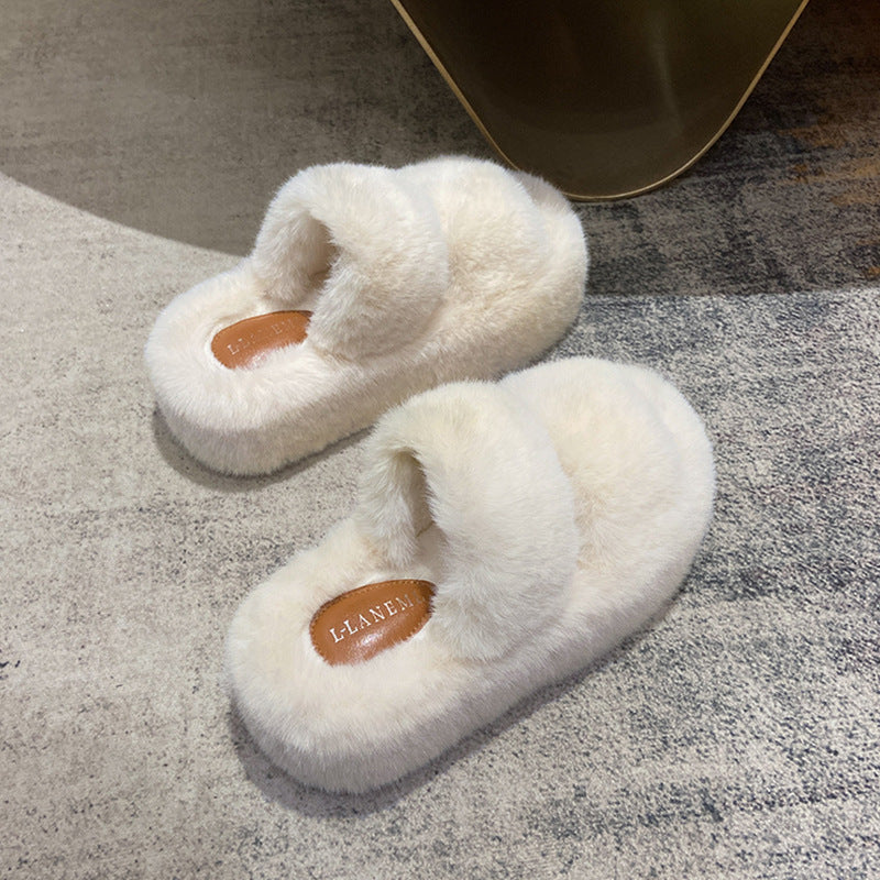 7CM PLATE FUR SLIPPERS FLATS