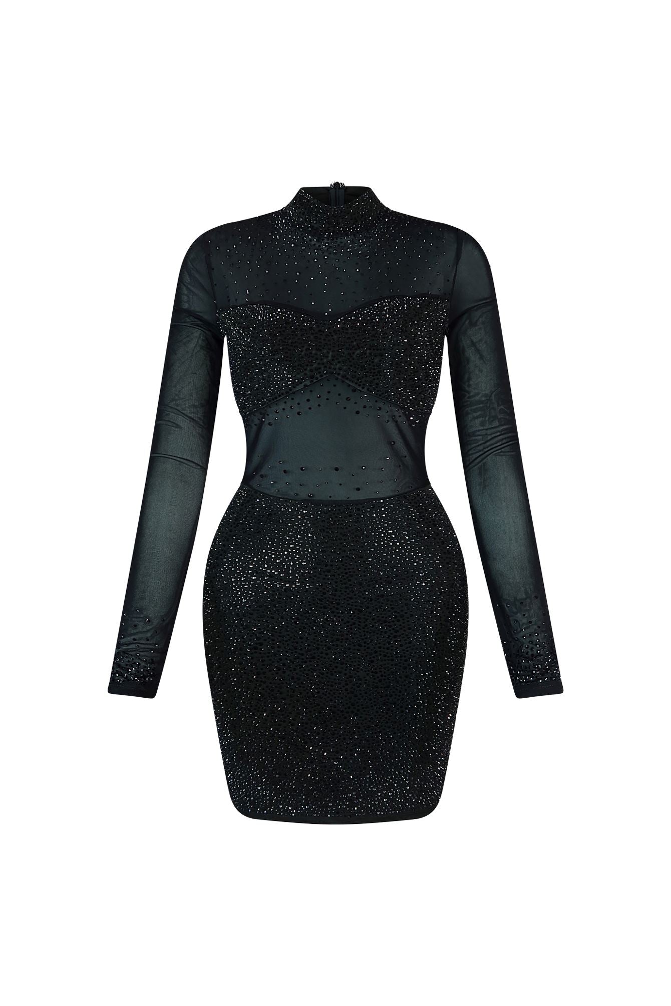 Living My Best Rhinestone Mesh Dress Dresses EDGE Small Black