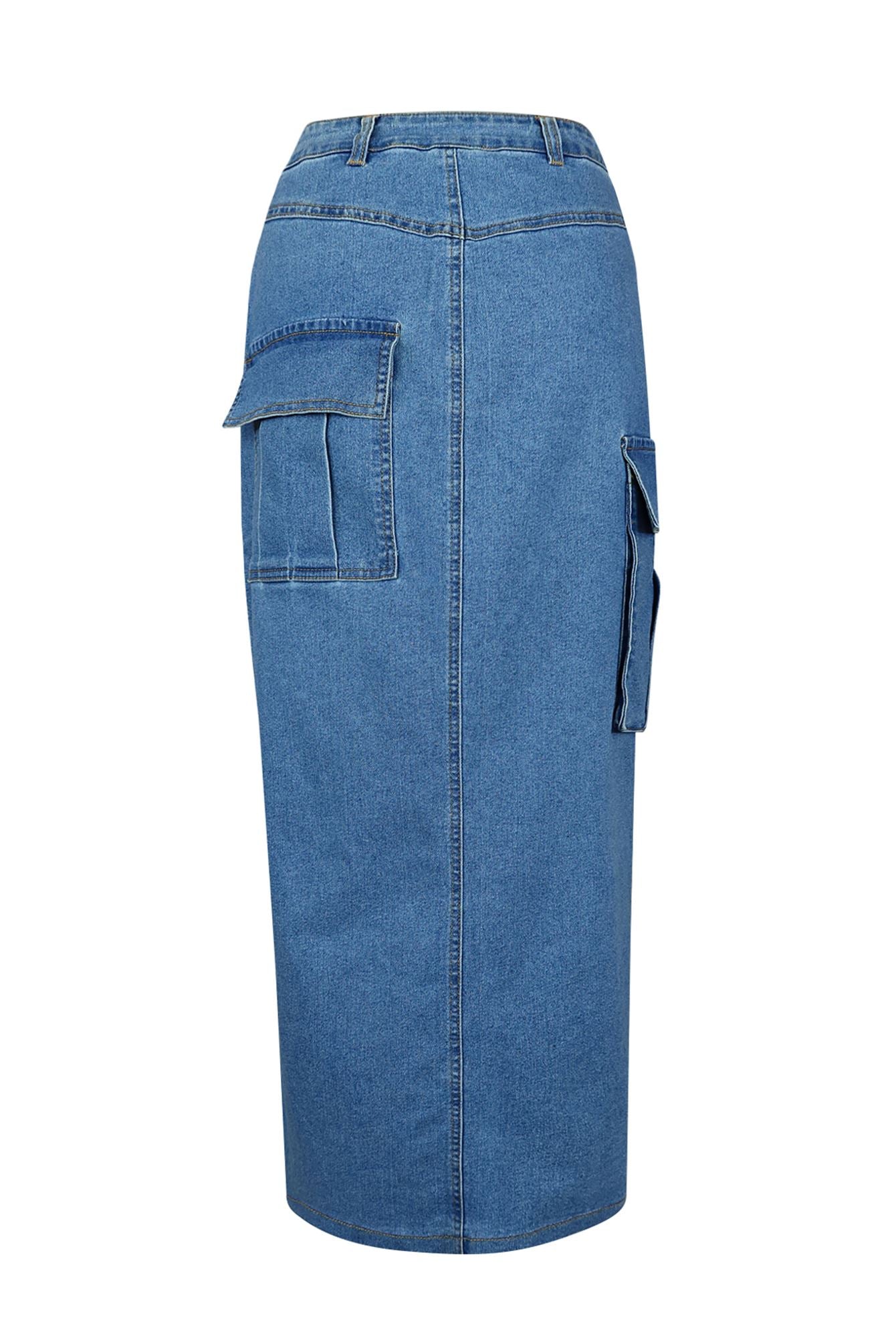 A Million Dreams Slit Denim Midi Skirt SKIRT EDGE 