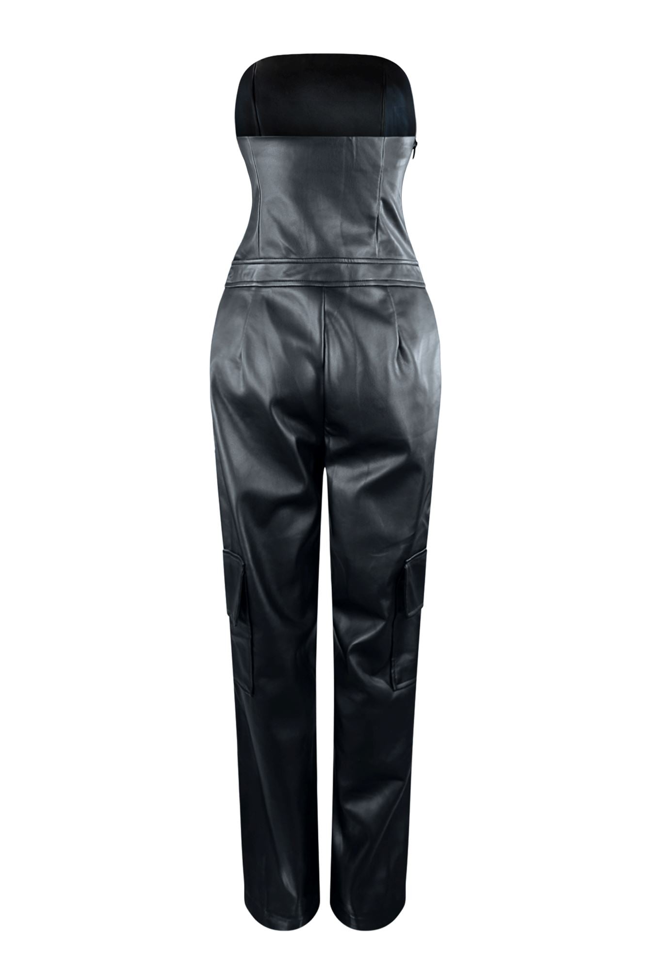 Clap Back Vegan Leather Tube Jumpsuit Rompers + Jumpsuits EDGE