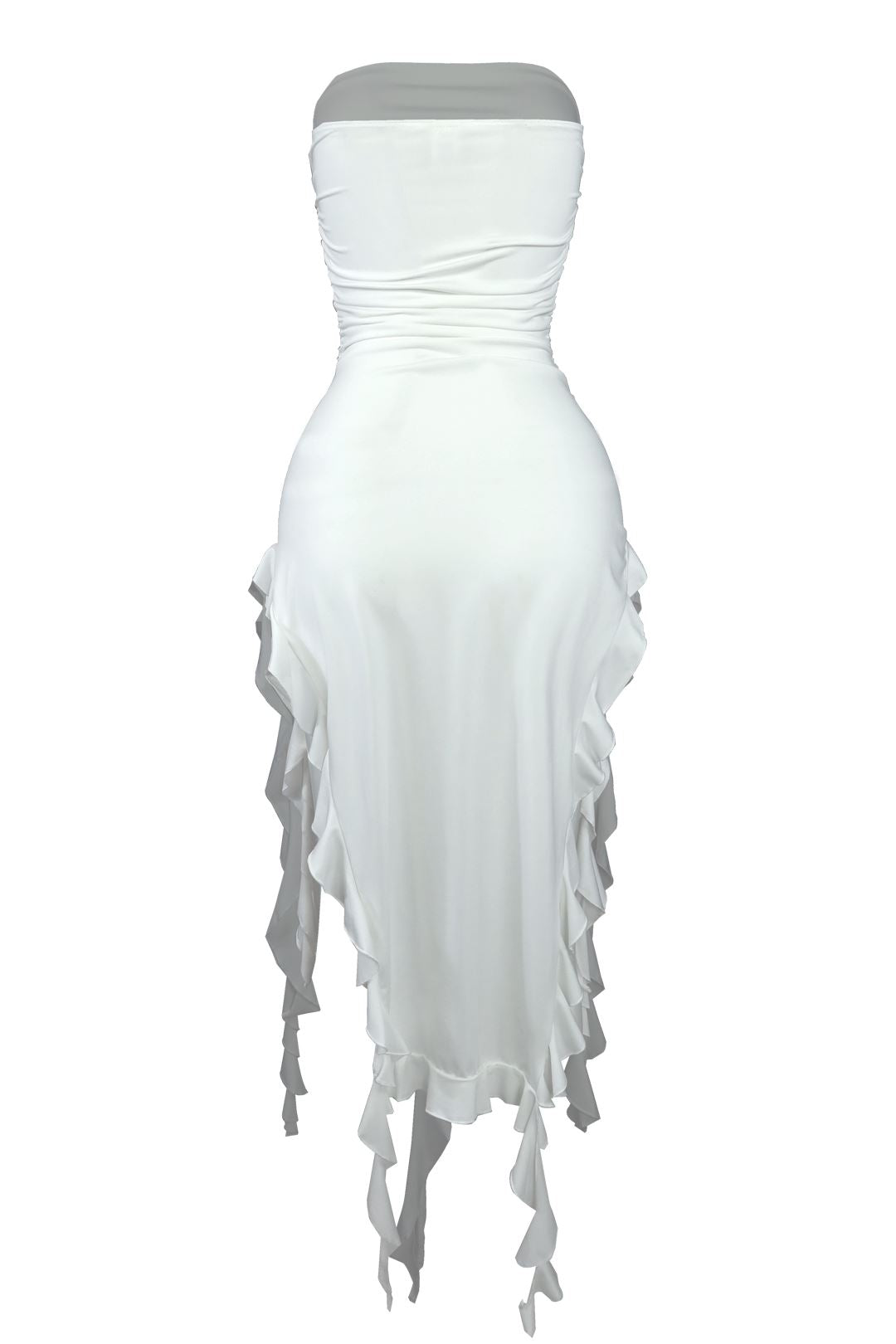 Fallen Angel Ruffle Tube Dress - White - EDGEbyKS