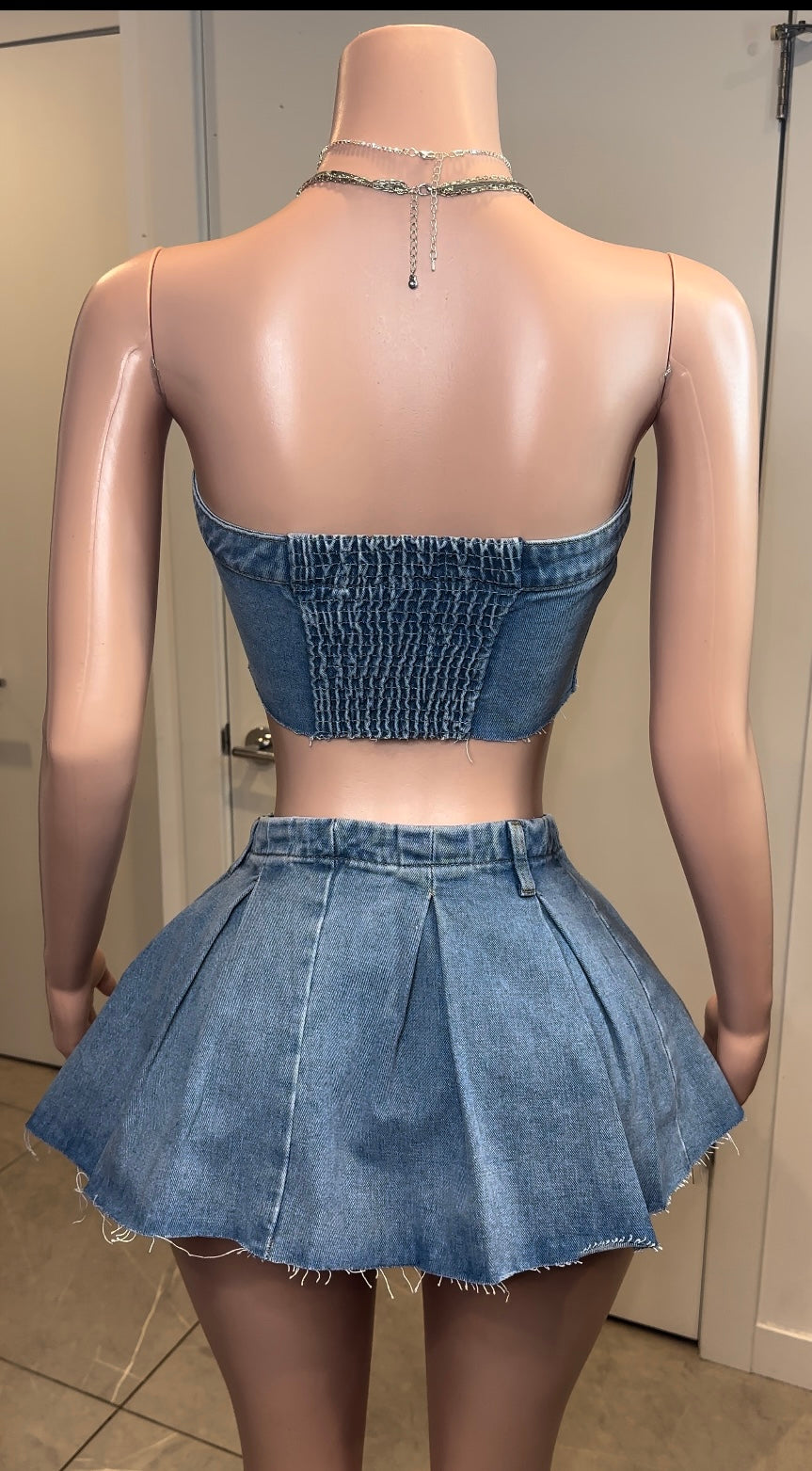 CHEEKA DENIM MINI SKIRT SET