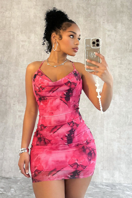 Double Tap Print Mini Dress