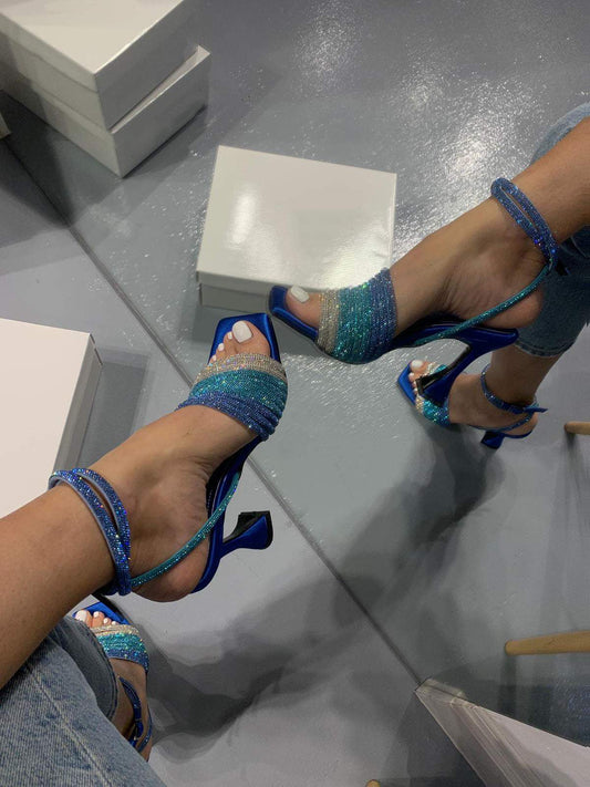 Blue Satin Sandals