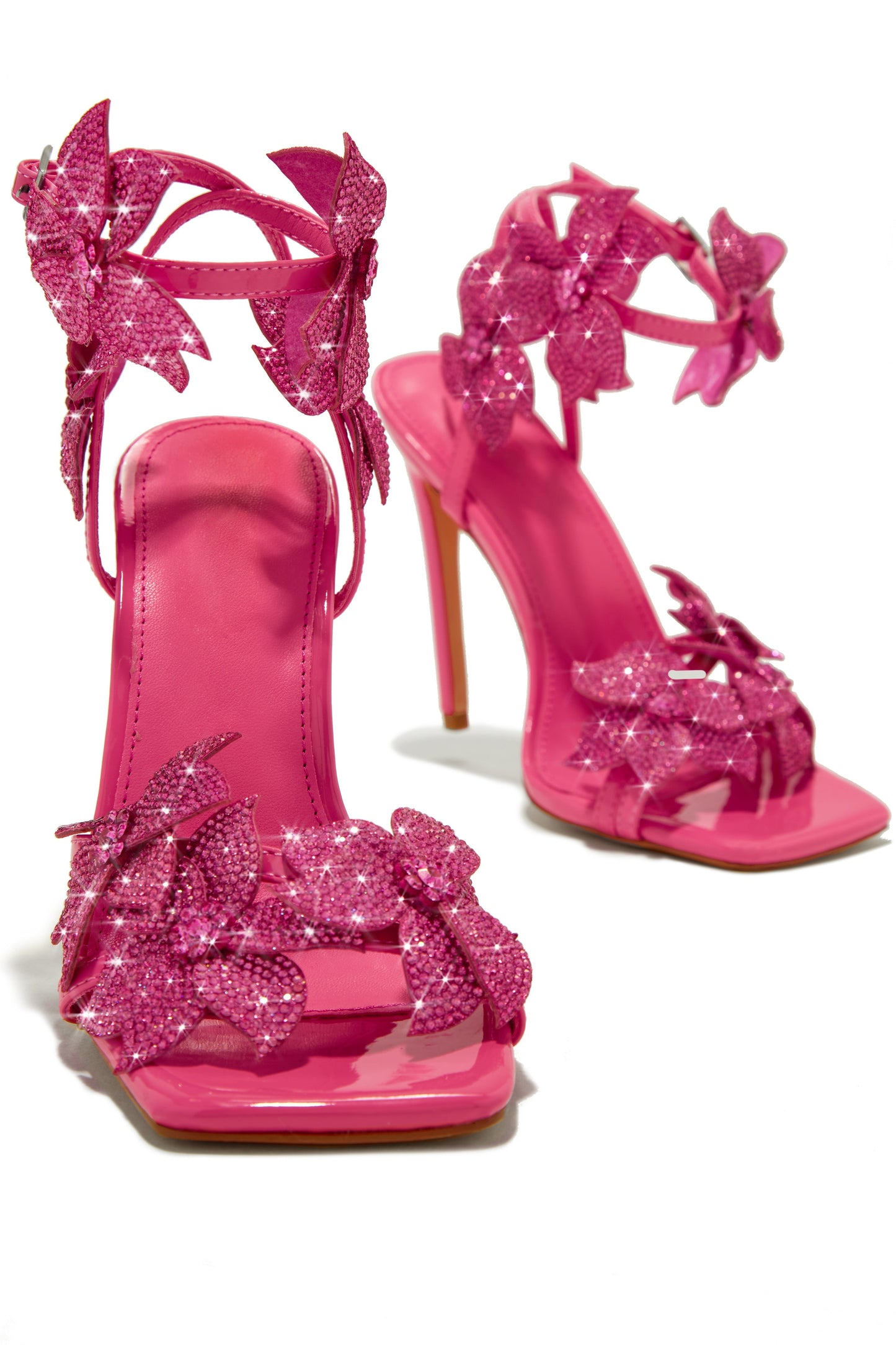Pink Diamond Flower Stiletto Shoes
